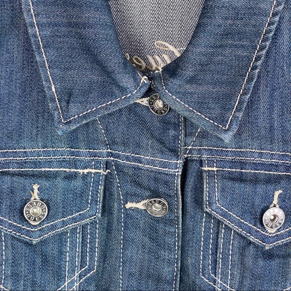 Guess Blue Jean Denim Jacket Button Up Coat - Picture 4 of 7